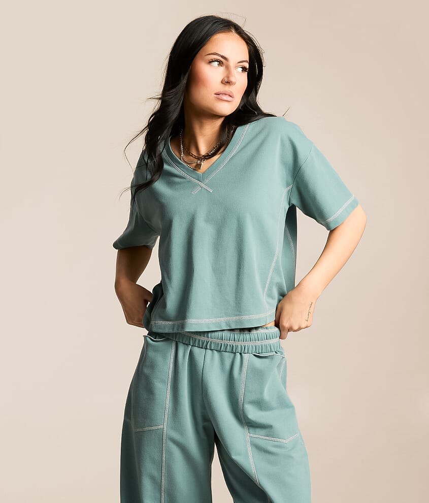 Contrast Stitch Top