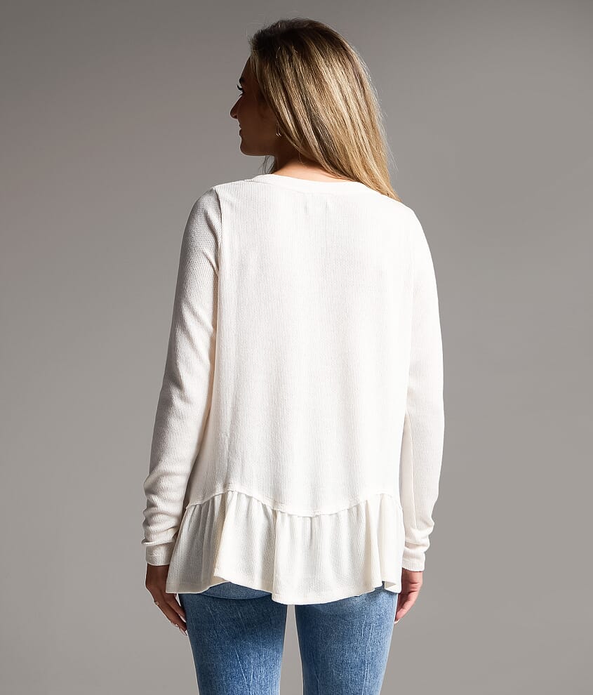 Boundless Edit - Raw Edge Henley Top - thumbnail 3