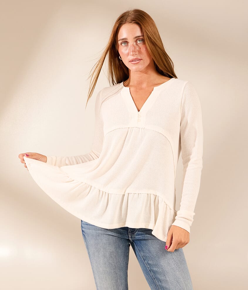 Boundless Edit - Raw Edge Henley Top