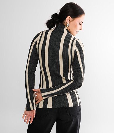 red by BKE Striped Mock Neck Top BACK