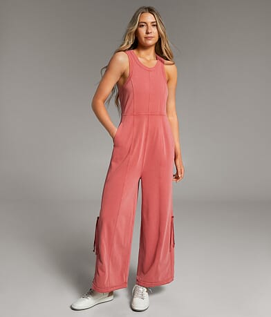 BKE Washed Jumpsuit full left side view
