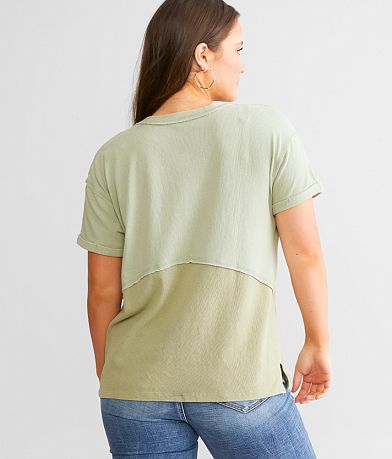 BKE Two Tone Washed Henley back view