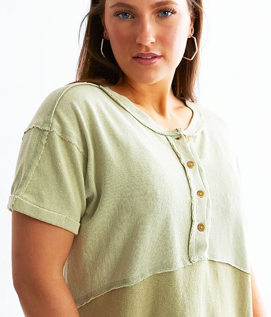 BKE Two Tone Washed Henley misc detail 1 view