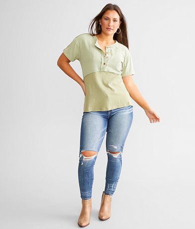 BKE Two Tone Washed Henley misc detail 2 view