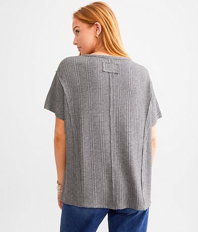 BKE Pieced Waffle Knit Top back view