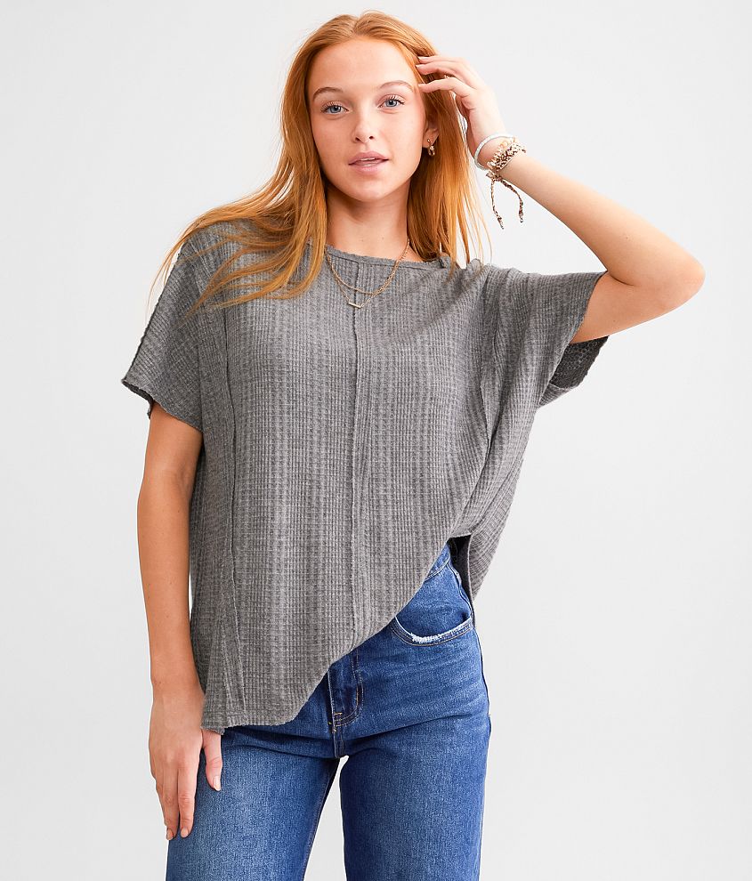BKE Pieced Waffle Knit Top