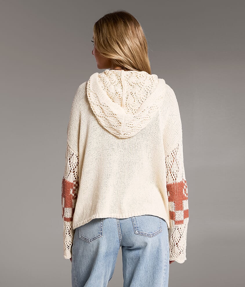 Crochet Jacquard Hooded Sweater