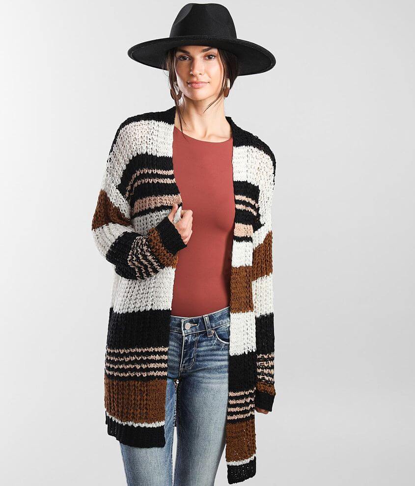 Black and white striped hotsell cardigan sweater