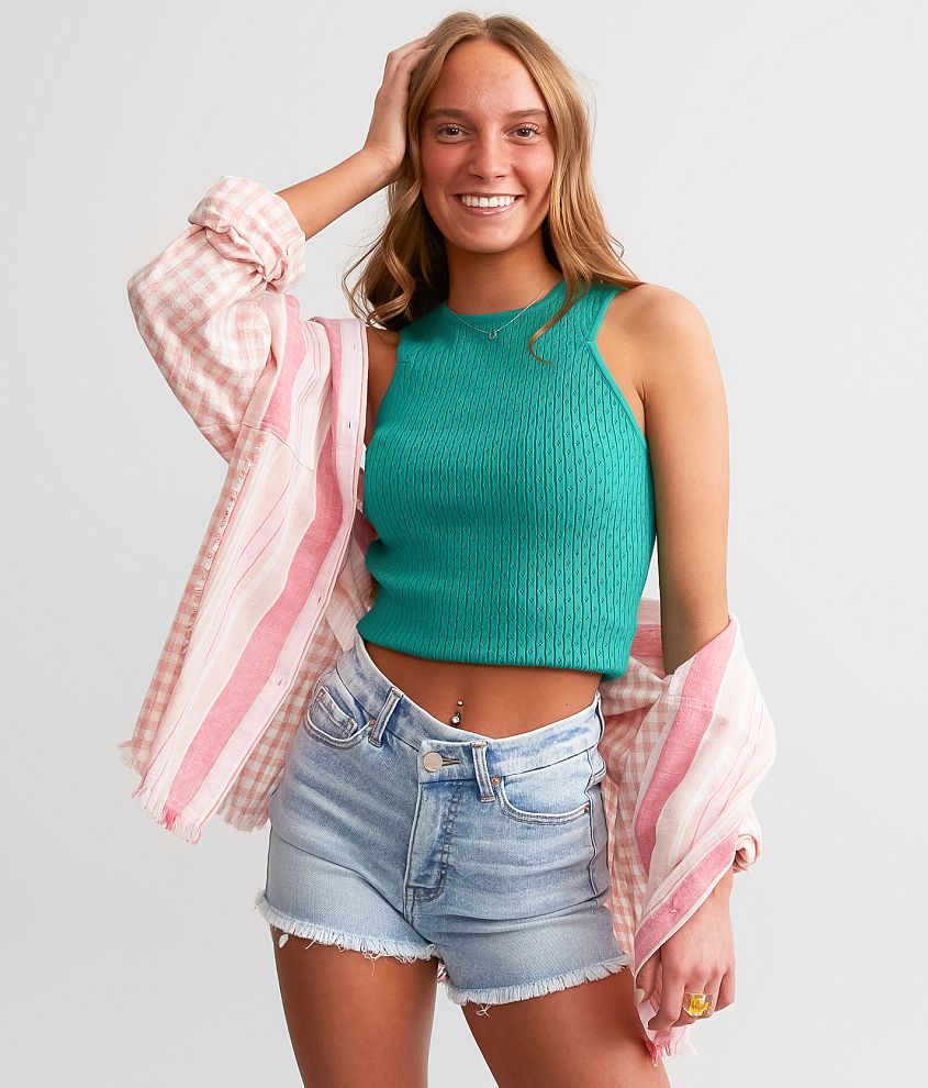 Women's Pointelle Knit Crop Top 