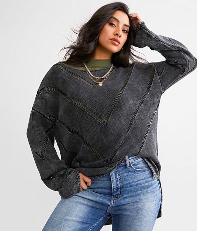 BKE Washed Chevron Sweater front view