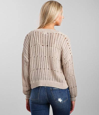 BKE Pointelle Tank &amp; Cardigan Sweater Set BACK