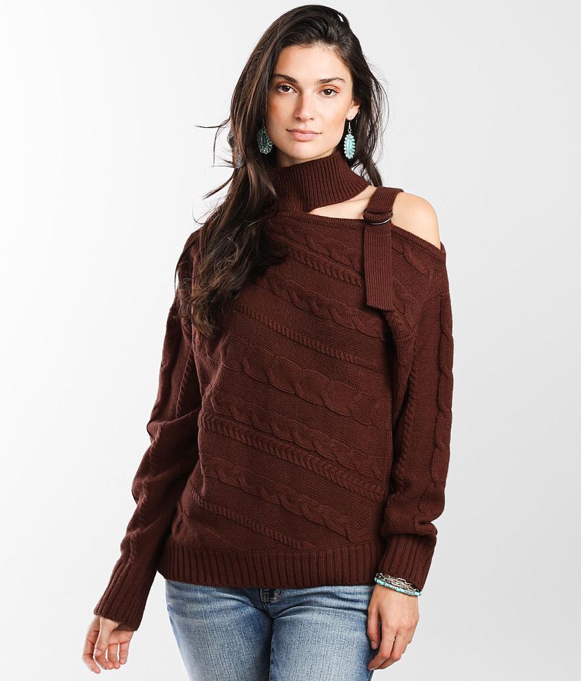 Daytrip Cut-Out Shoulder Sweater - Women's Sweaters in Rum Raisin | Buckle