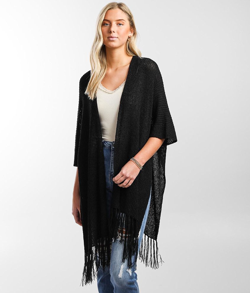 Black Lightweight Chenille Cardigan With Fringe | atelier-yuwa.ciao.jp