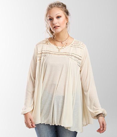 Gimmicks Pieced Vintage Lace Top full left side view