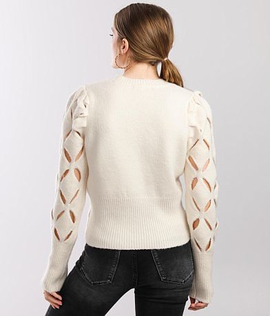 red by BKE Cut-Out Sleeve Sweater back view