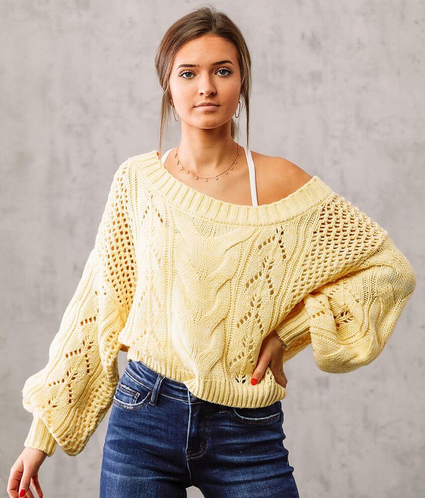 Willow & Root Pointelle Cropped Sweater - Women's Sweaters in Sunlight ...