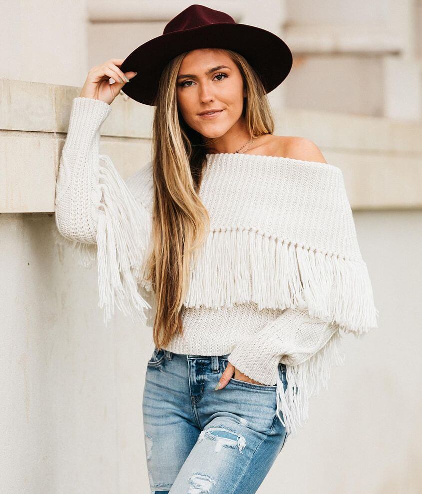 Womens fringe sweater sale