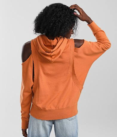 Gilded Intent Cold Shoulder Hooded Sweatshirt BACK