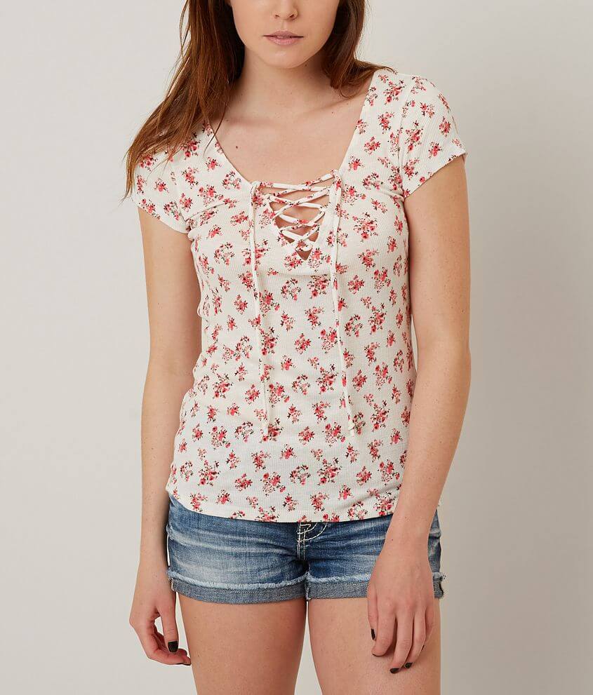 Polly &#38; Esther Lace-Up Top front view
