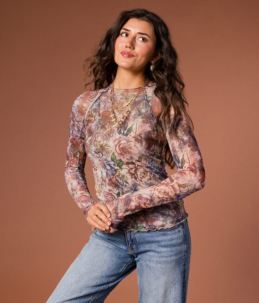 Floral Mesh Top