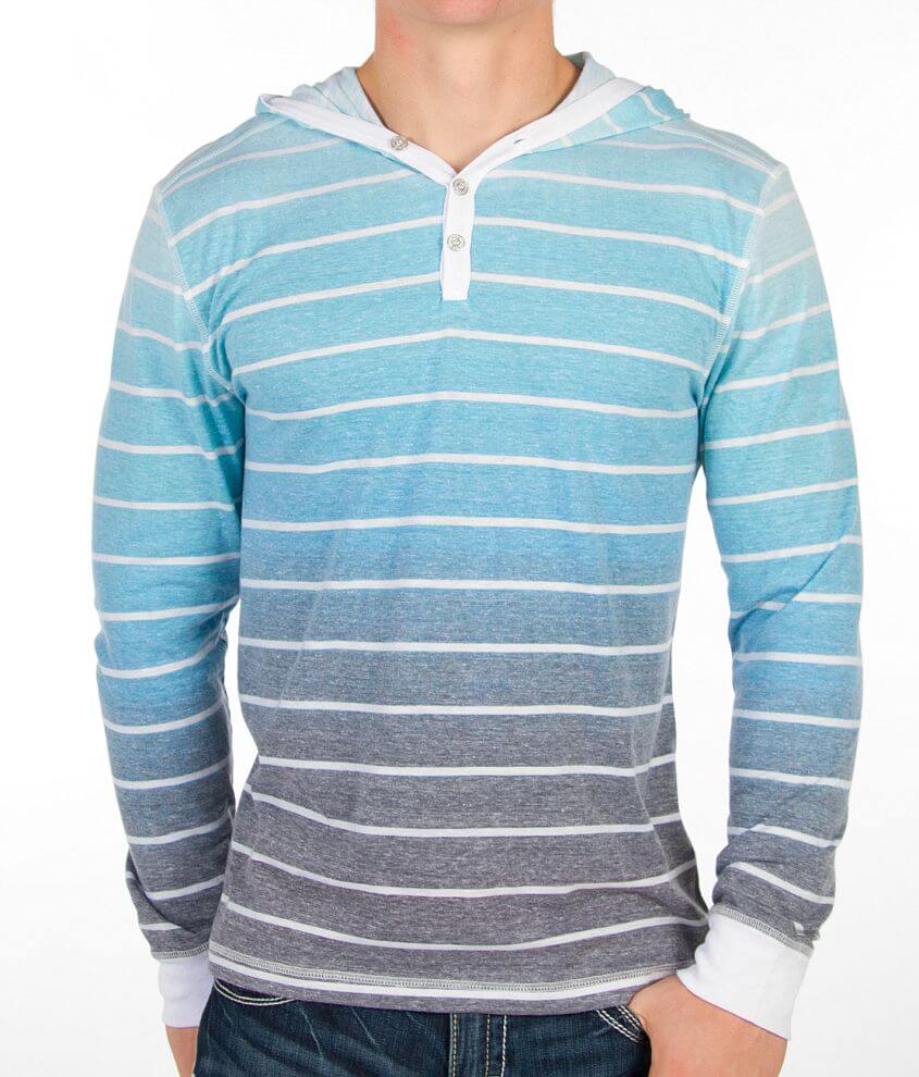 BKE Ombre Henley Hoodie Men's Sweatshirts in Blue Buckle