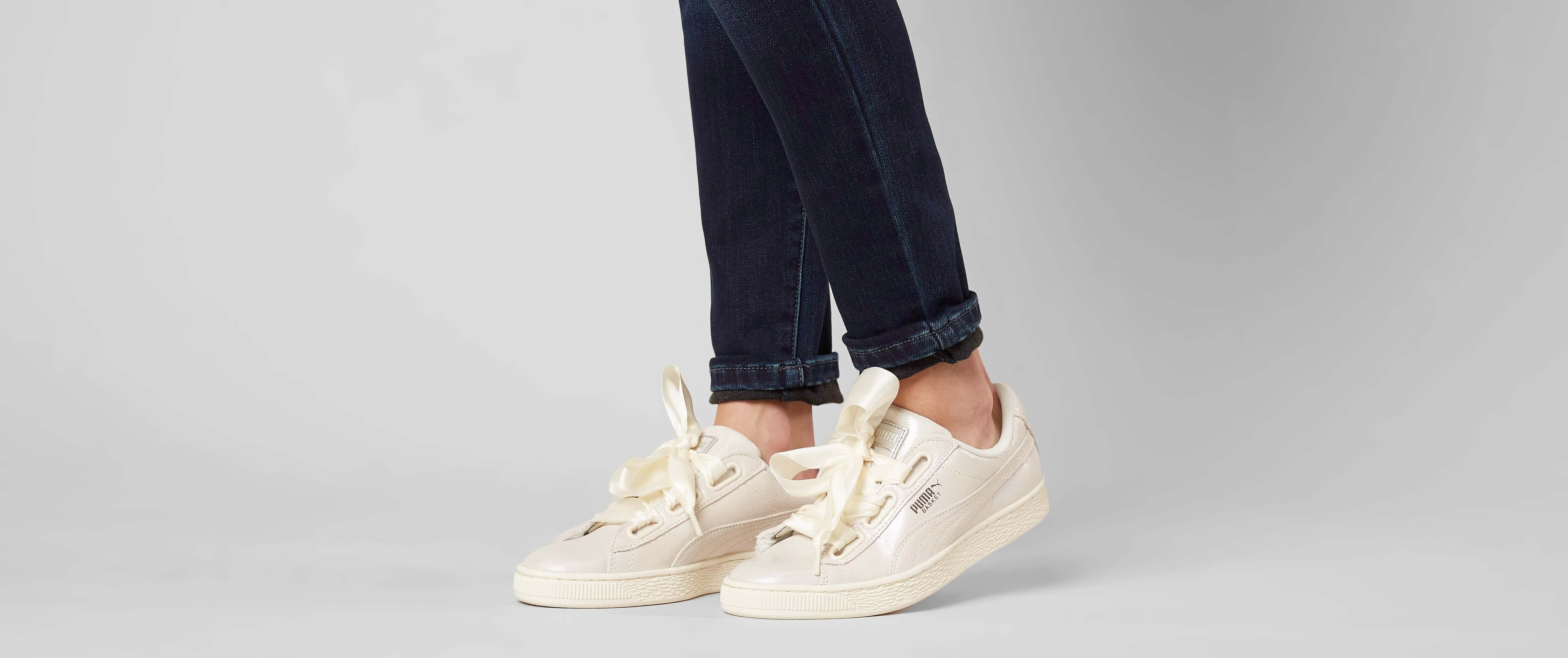 Puma Basket Heart Leather Shoe - Women's Shoes in Puma White Puma White |  Buckle