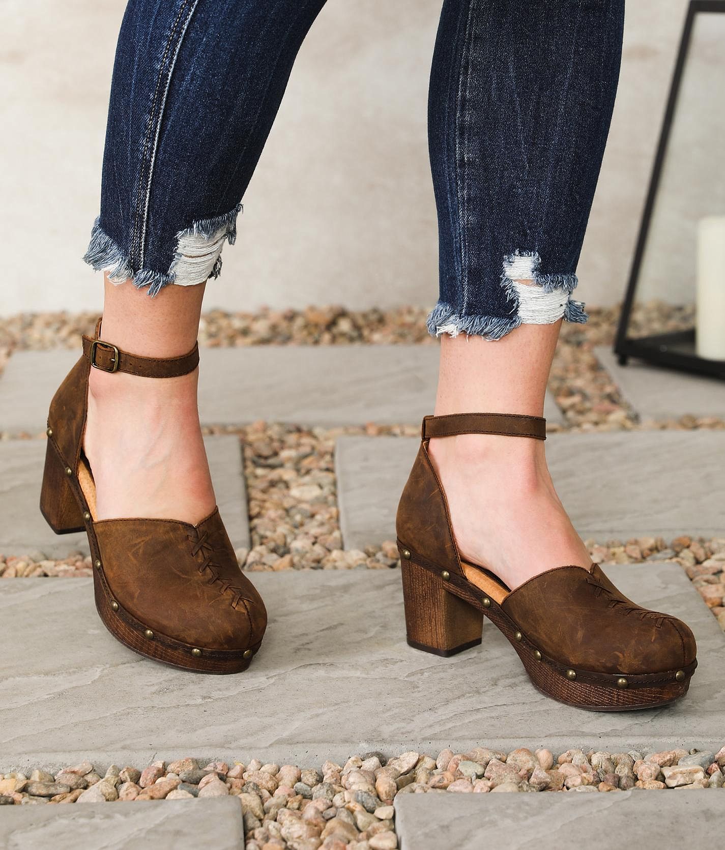 Sbicca Donerail Leather Heeled Clog - Women's Shoes in Brown | Buckle