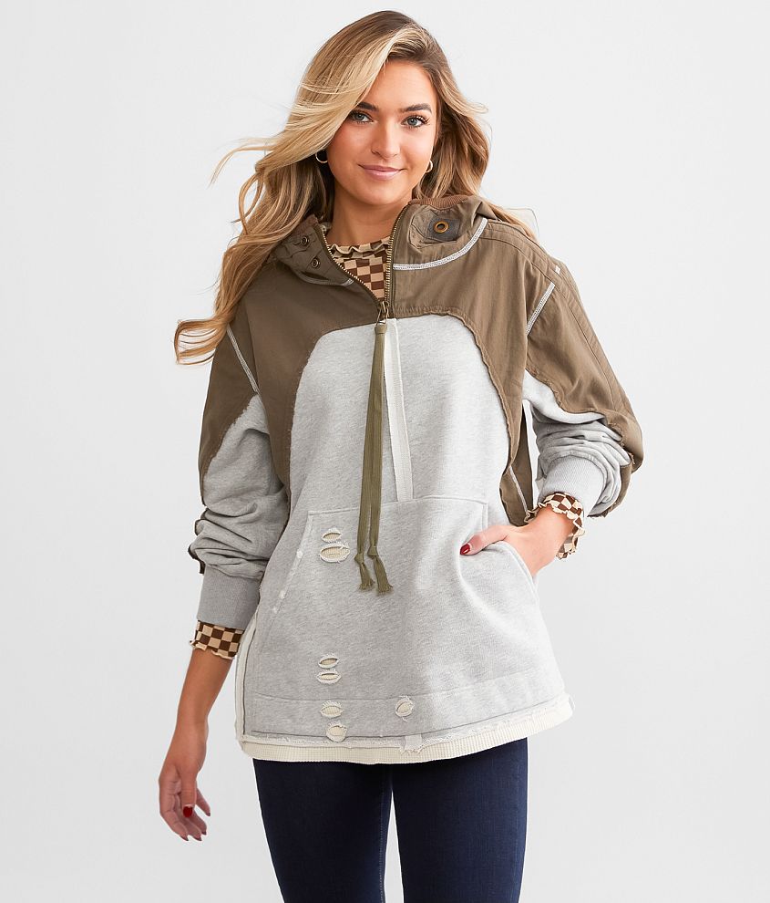BKE Quarter Zip Hooded Sweatshirt - Women's Sweatshirts in Grey | Buckle