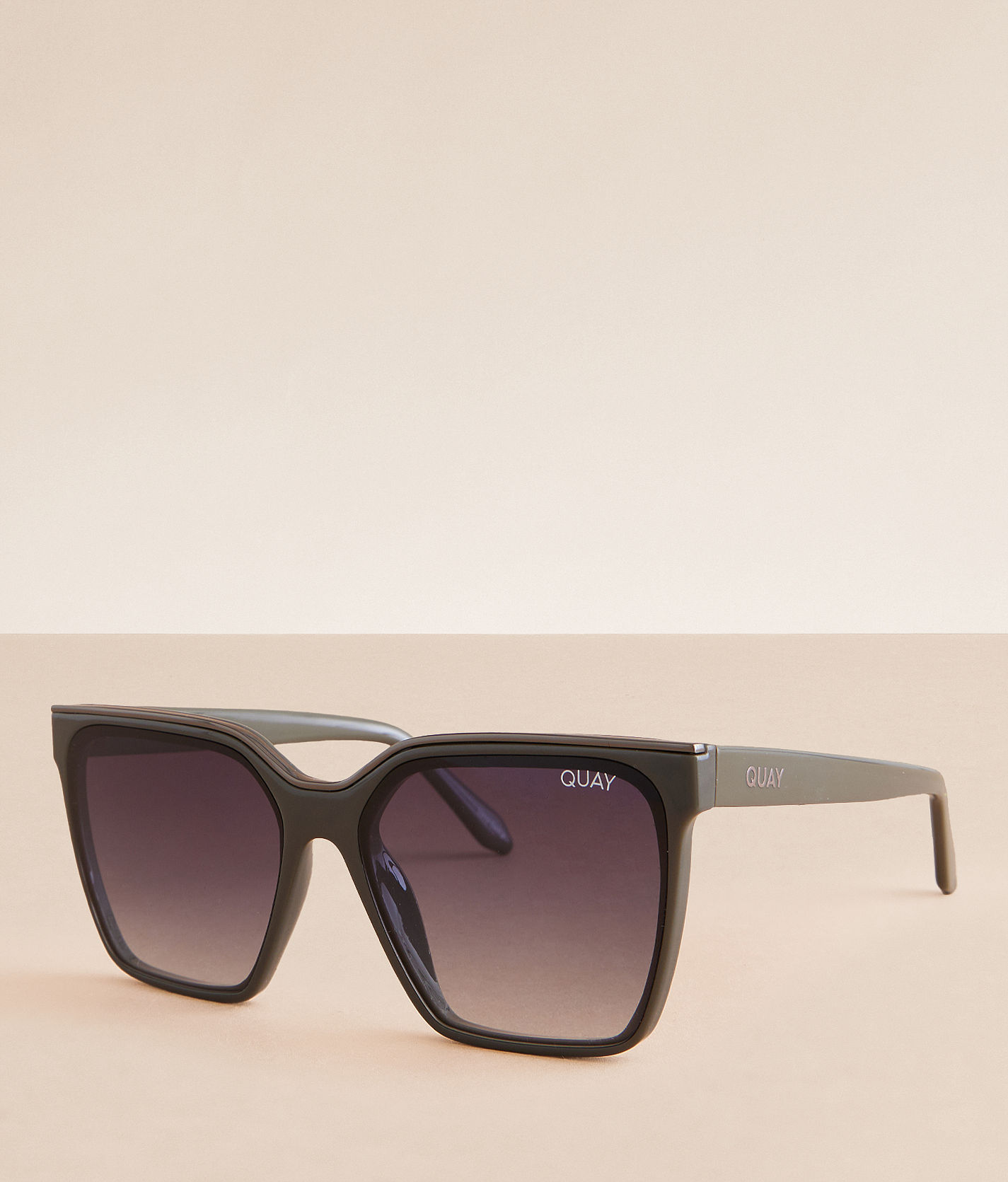 QUAY Level Up Sunglasses in Rare Gray Smoke Oversized Square 