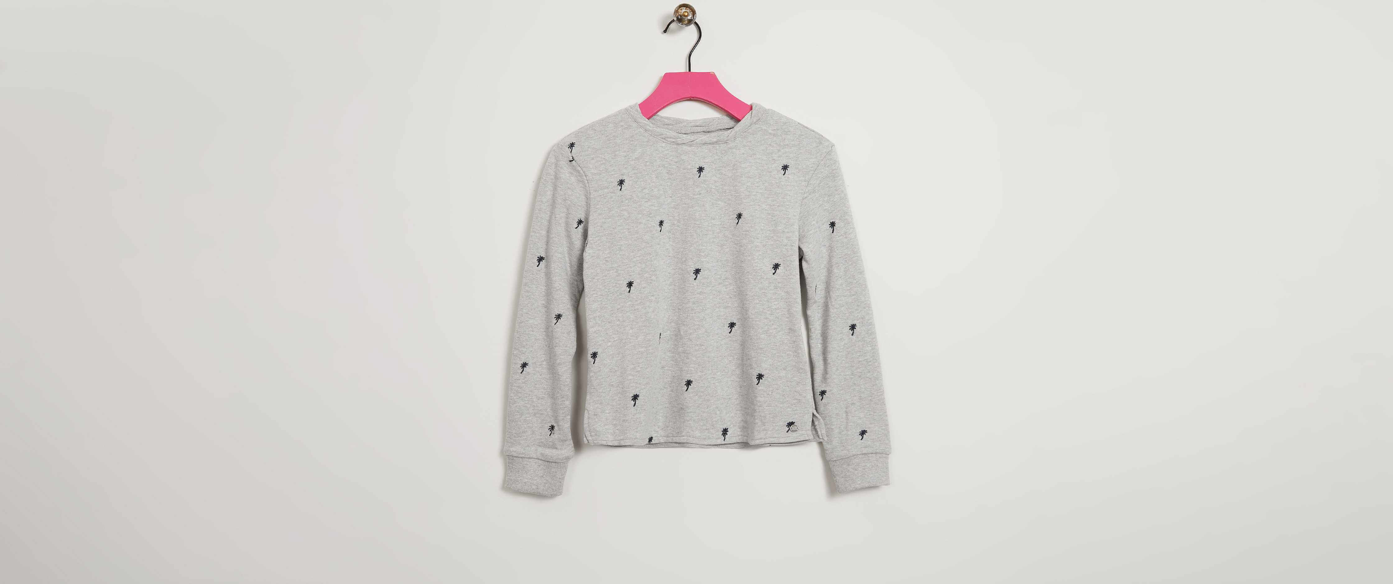 Girls Roxy Palm Tree Sweatshirt Clothing in Heritage Heather