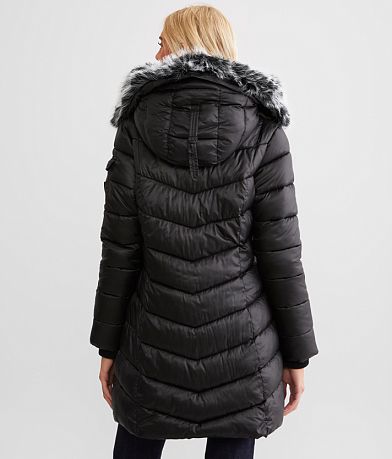 Steve Madden Faux Fur Lined Puffer Jacket back view