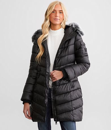 Steve Madden Faux Fur Lined Puffer Jacket front view