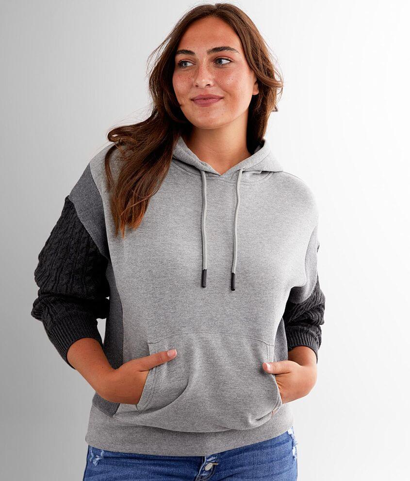 BKE Color Block Hooded Sweatshirt Women's Sweatshirts in Grey Buckle