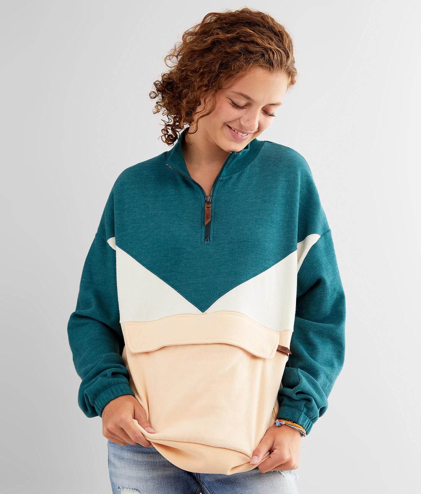 La hearts colorblock half hotsell zip sweatshirt