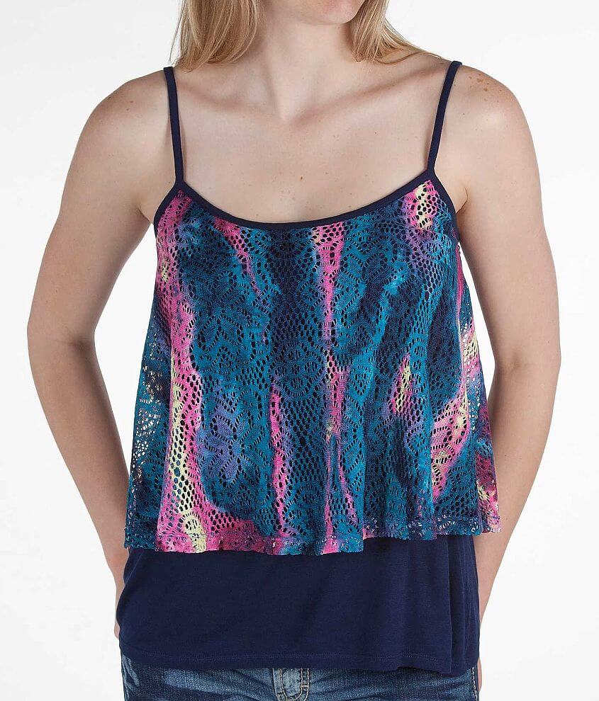 Daytrip Crochet Overlay Tank Top - Women's Tank Tops in Pink Navy Teal ...