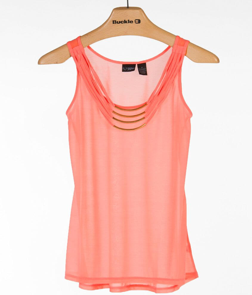 Daytrip Chiffon Tank Top Women's Tank Tops in Coral Buckle