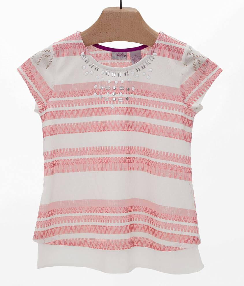 Girls - Daytrip Striped Overlay Top front view