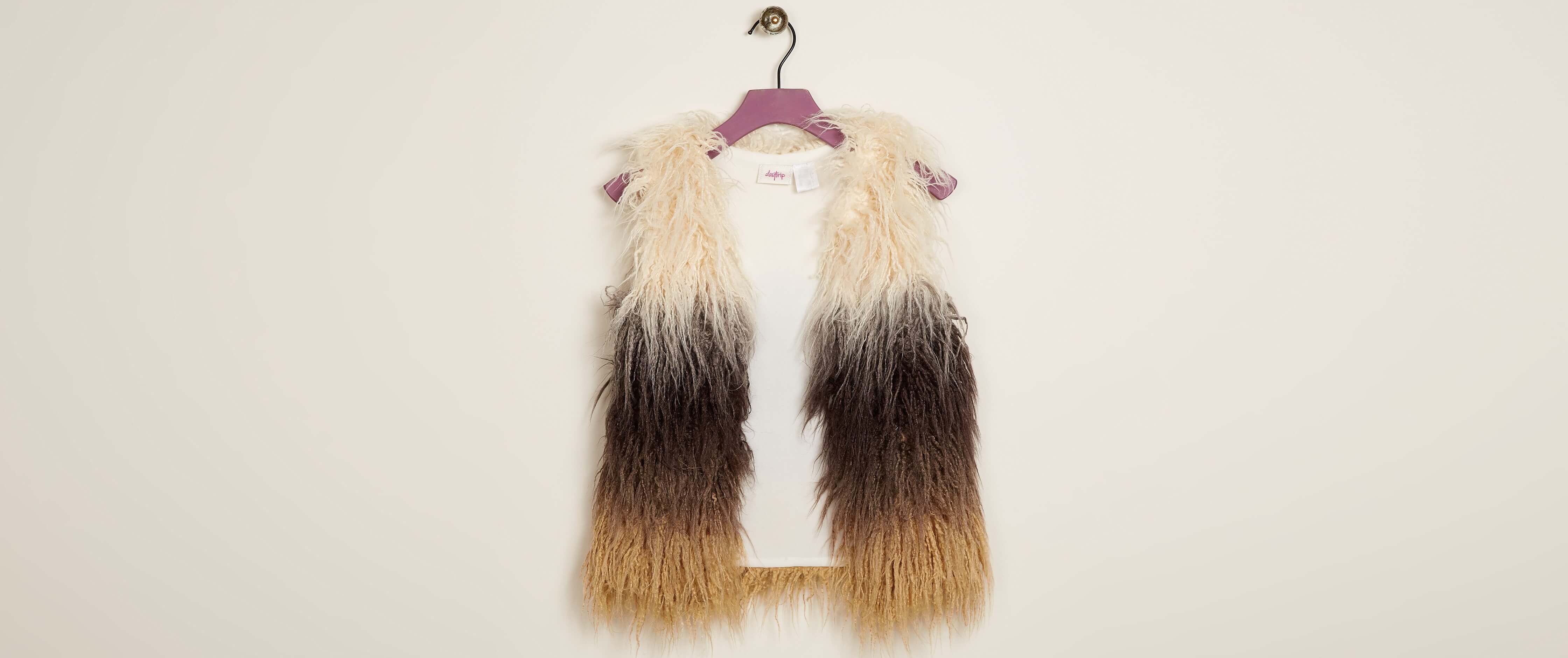 Girls - Daytrip Faux Fur Vest - Clothing in Black Cream