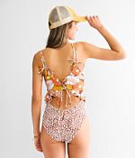 flower▷swim wear Aquarelle Flowers Triangle Bikini Top & Mid-Rise Bottoms Set