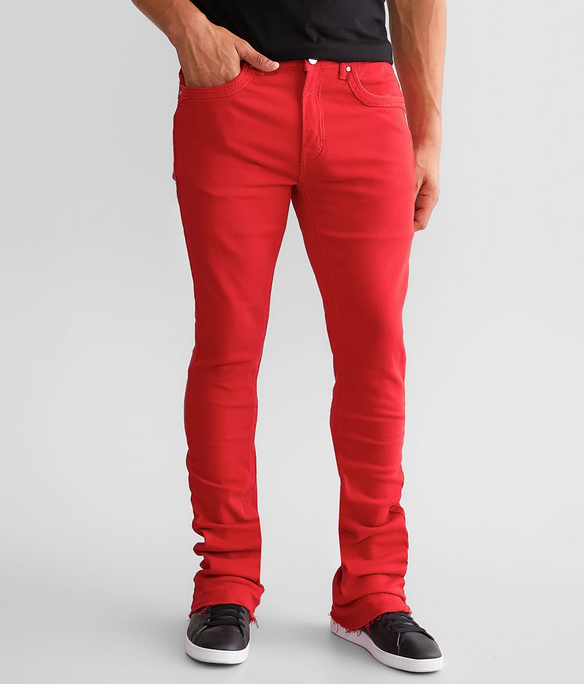 Red Stacked Jeans Mens