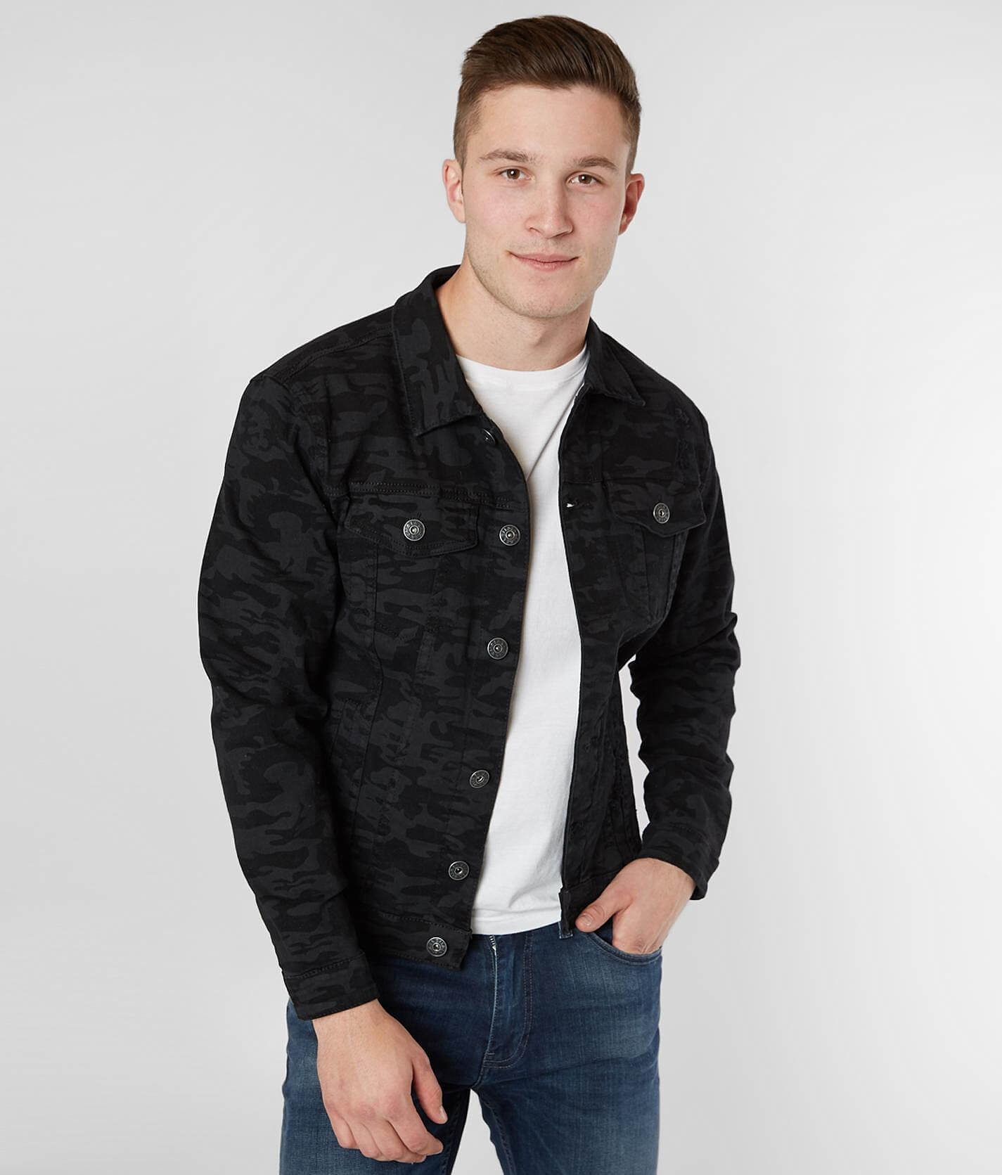 black camo denim jacket