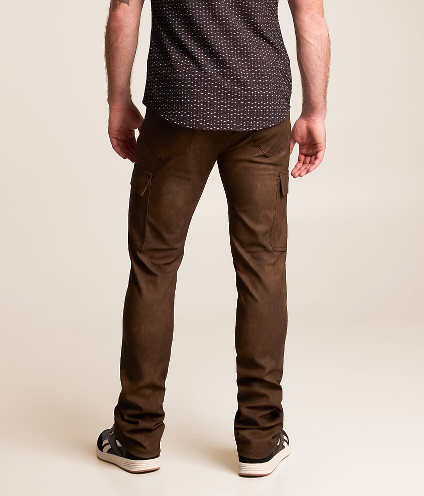 Faux Leather Stacked Cargo Jean