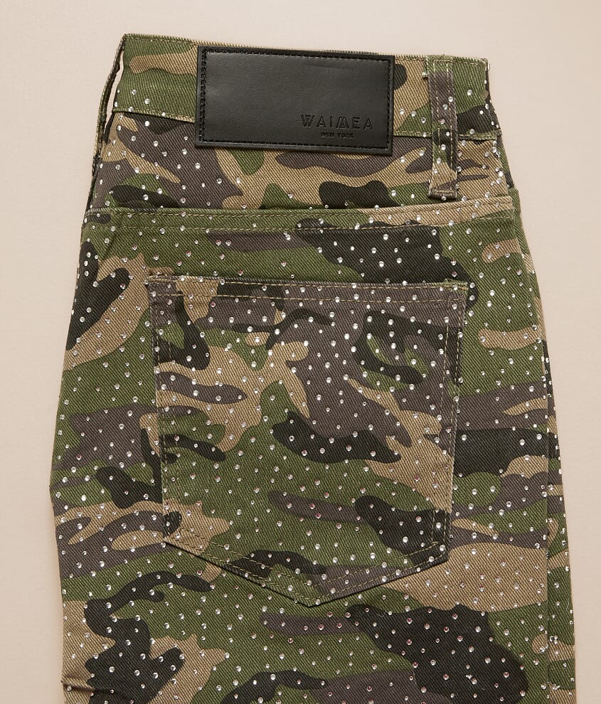 Rhinestone Camo Stacked Stretch Jean