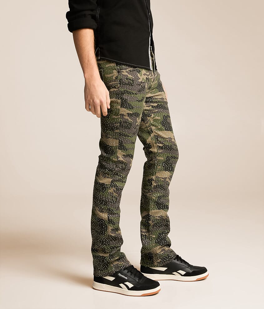 Rhinestone Camo Stacked Stretch Jean