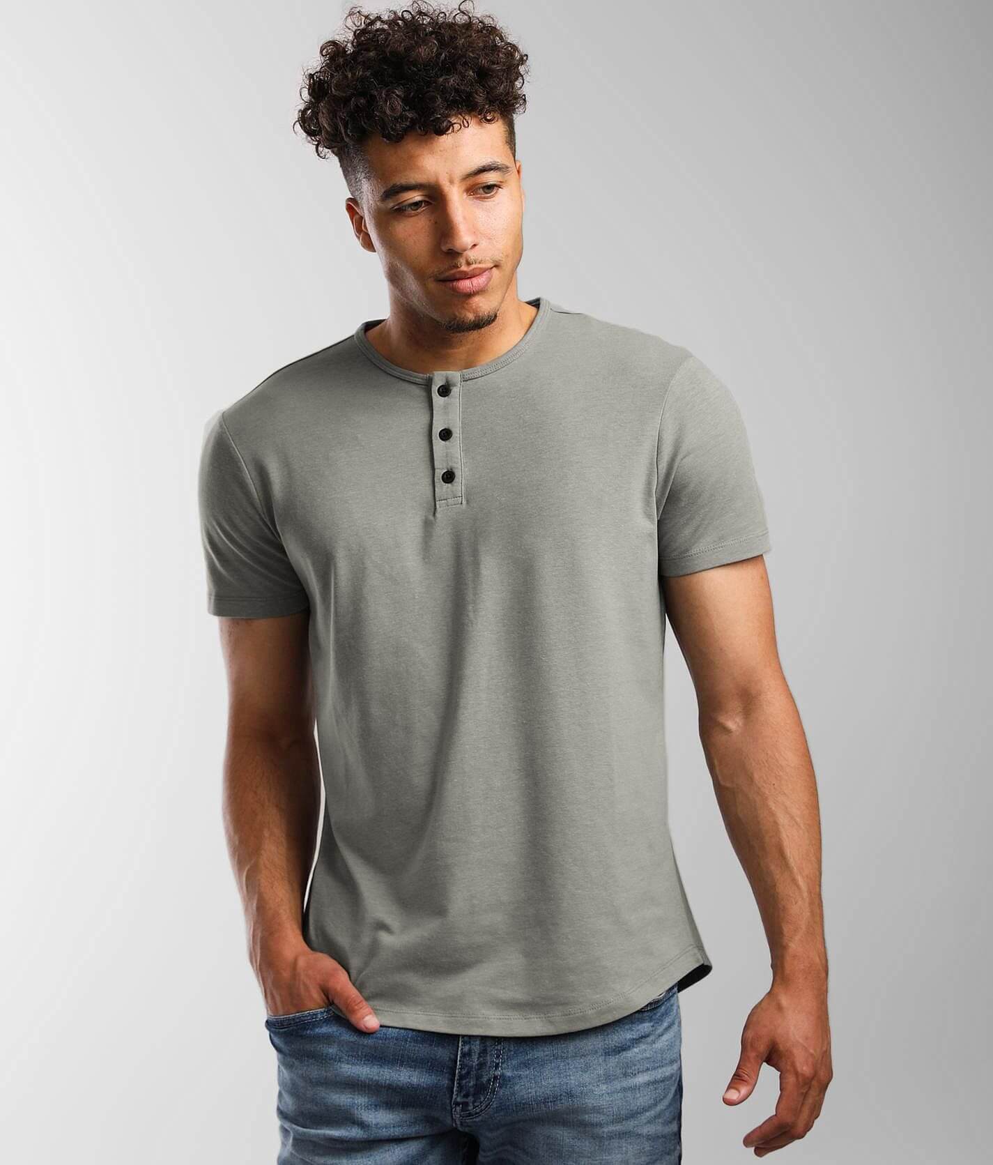 HEDGE Knit Henley - Men's T-Shirts in Light Grey | Buckle