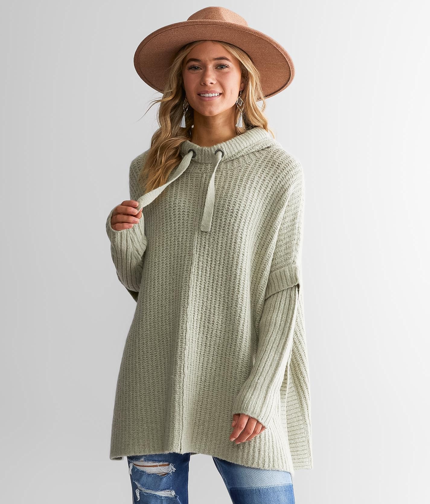 BKE Hooded Poncho Sweater - Women's Sweaters in Seagrass | Buckle