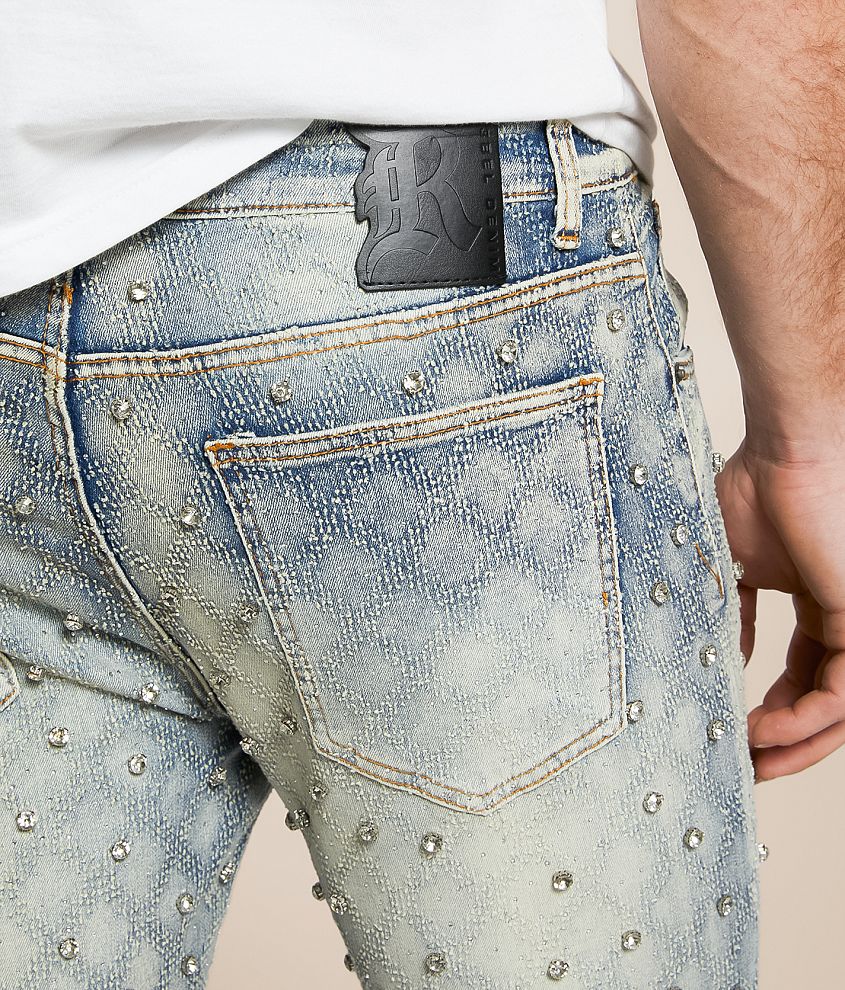 Slim Stacked Flare Stretch Rhinestone Jean