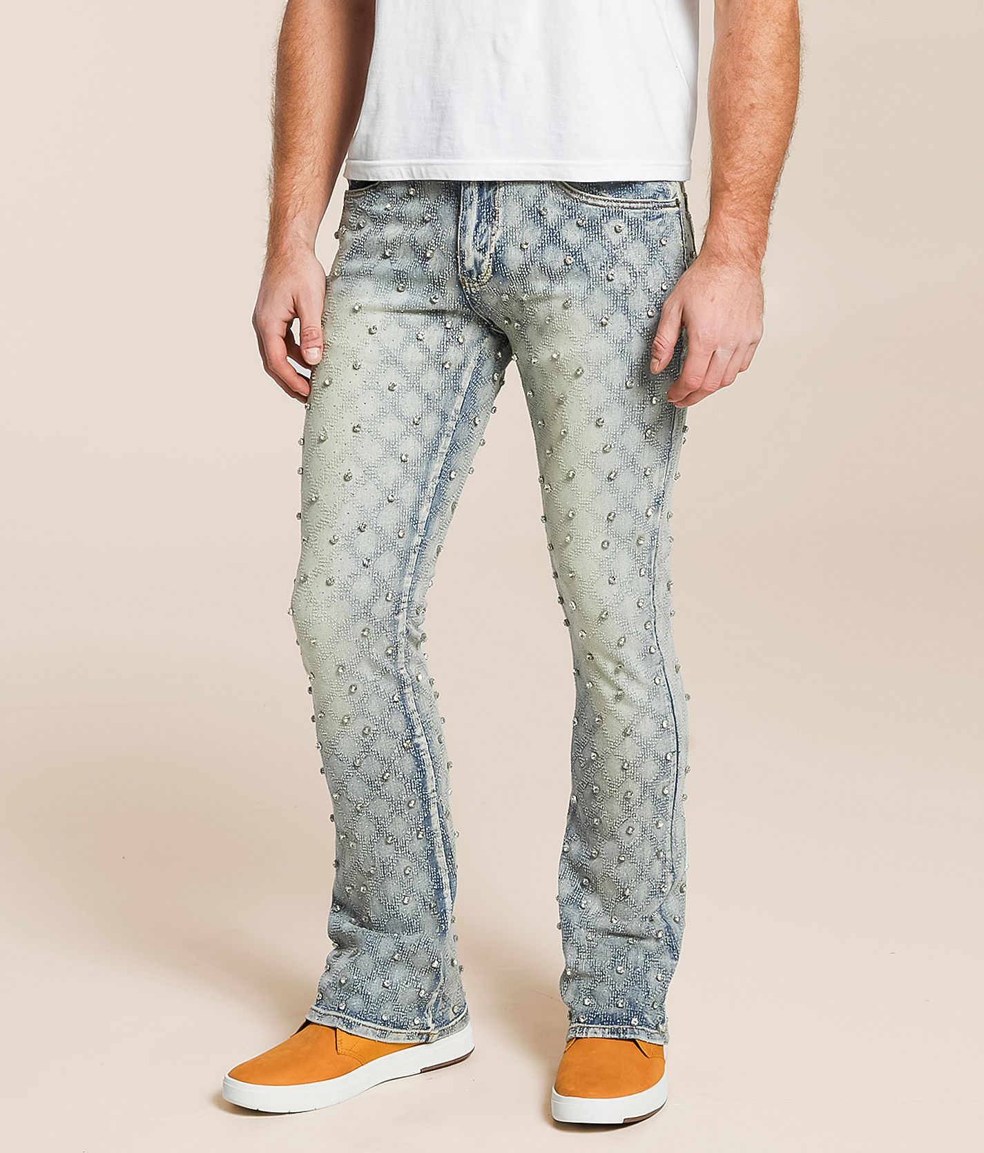 日本人気超絶の R3bel Denim Jean Rhinestone Stretch Flare Stacked Slim パンツ