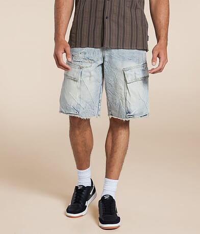 R3bel Denim Relaxed Cargo Short front view