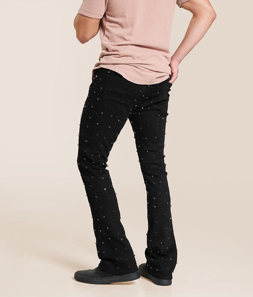 Rhinestone Stacked Flare Stretch Jean